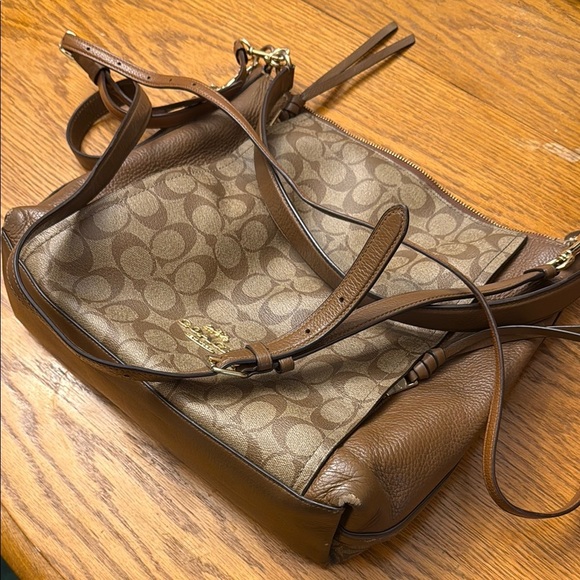 Coach Brown Leather Crossbody Bag with Signature Monogram - Picture 2 of 6